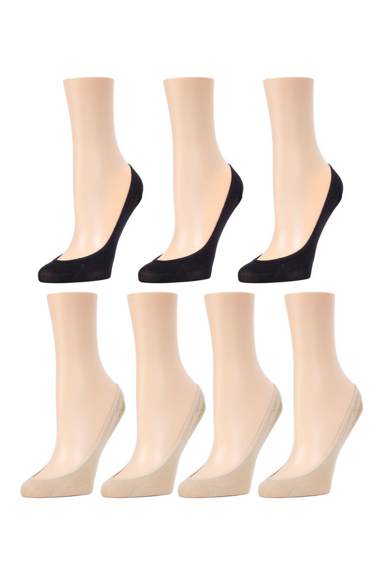 7-Pack Microliner No-Show Socks, Main, color, NUDE/BLACK