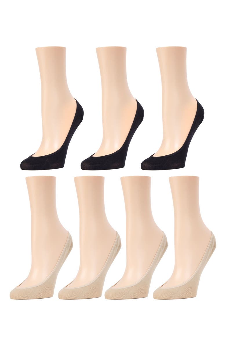 MeMoi 7-Pack Microliner No-Show Socks, Main, color, Nude/Black
