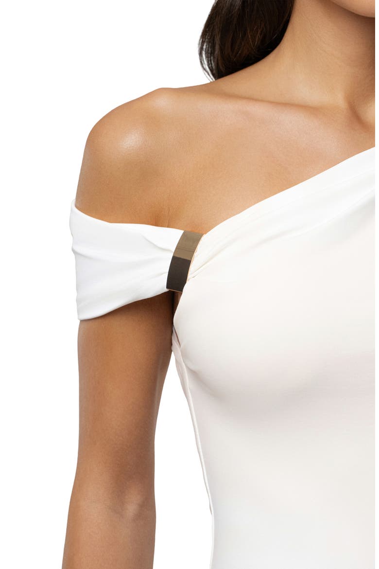 Nightscape One-Shoulder Body-Con Minidress, Alternate, color, IVORY