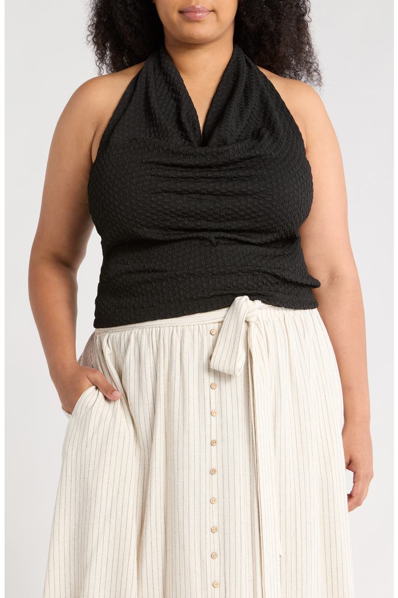 Textured Knit Halter Top, Main, color, BLACK
