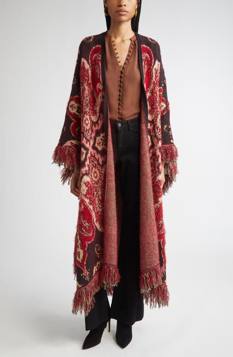 Naoko Paisley Jacquard Cotton Blend Poncho