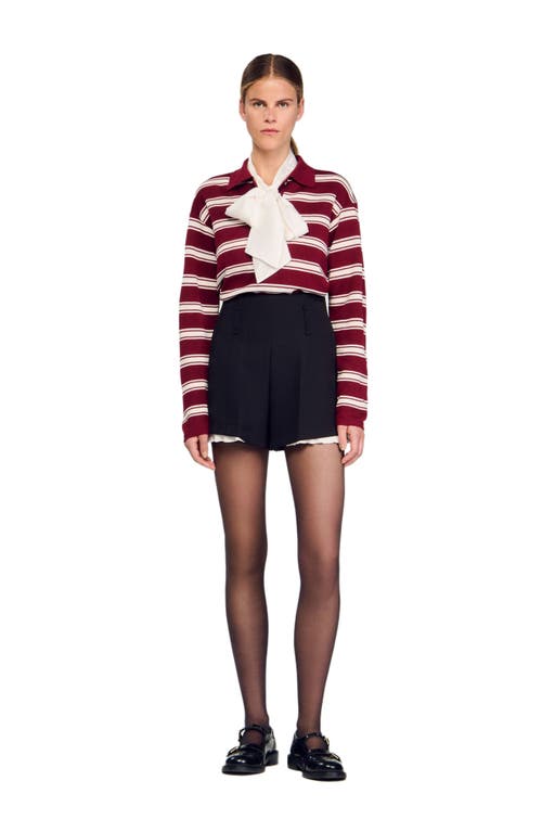 Sandro Tailored Flounced Shorts In Black