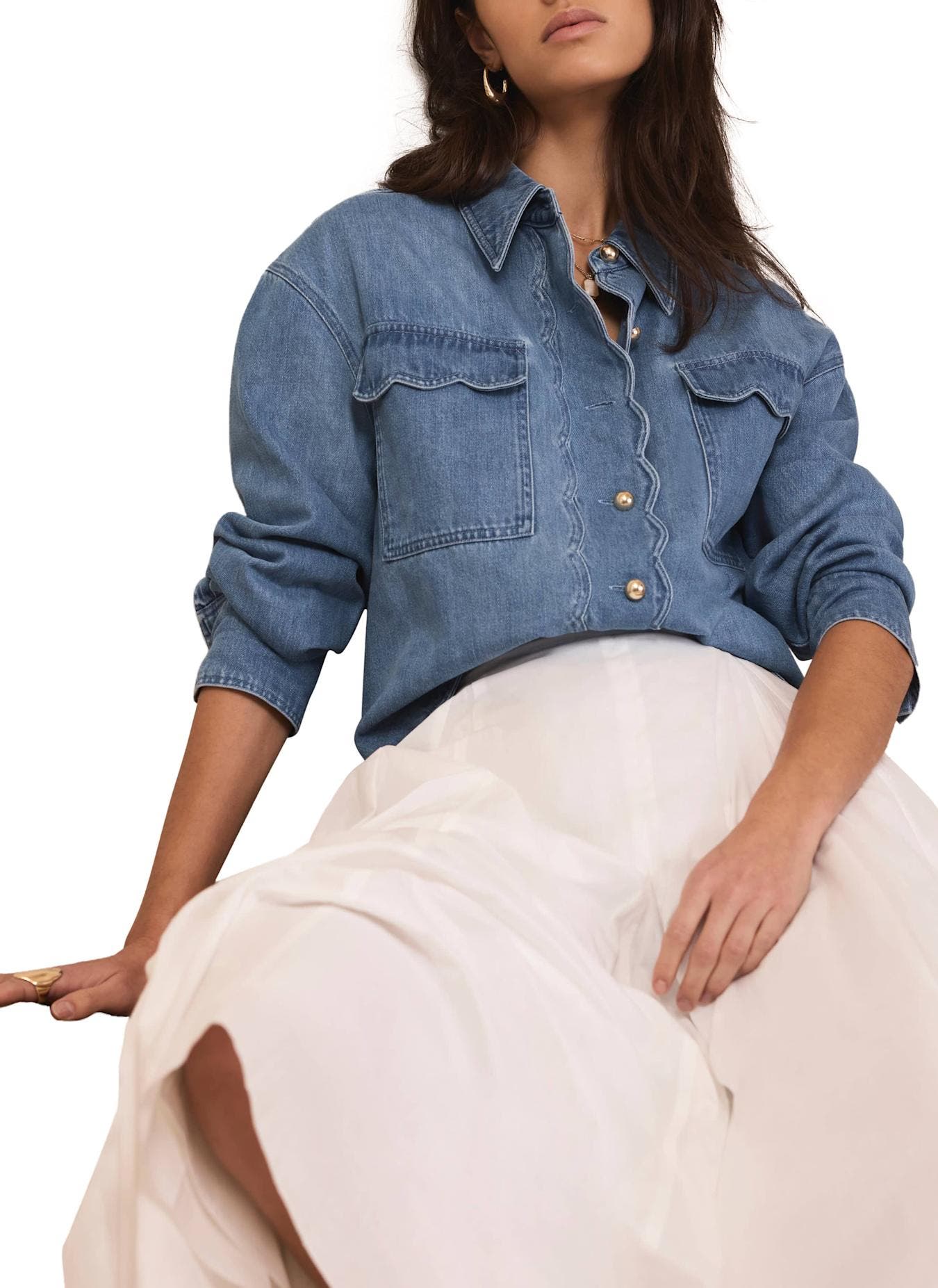 Denim Scallop Shirt - image 2