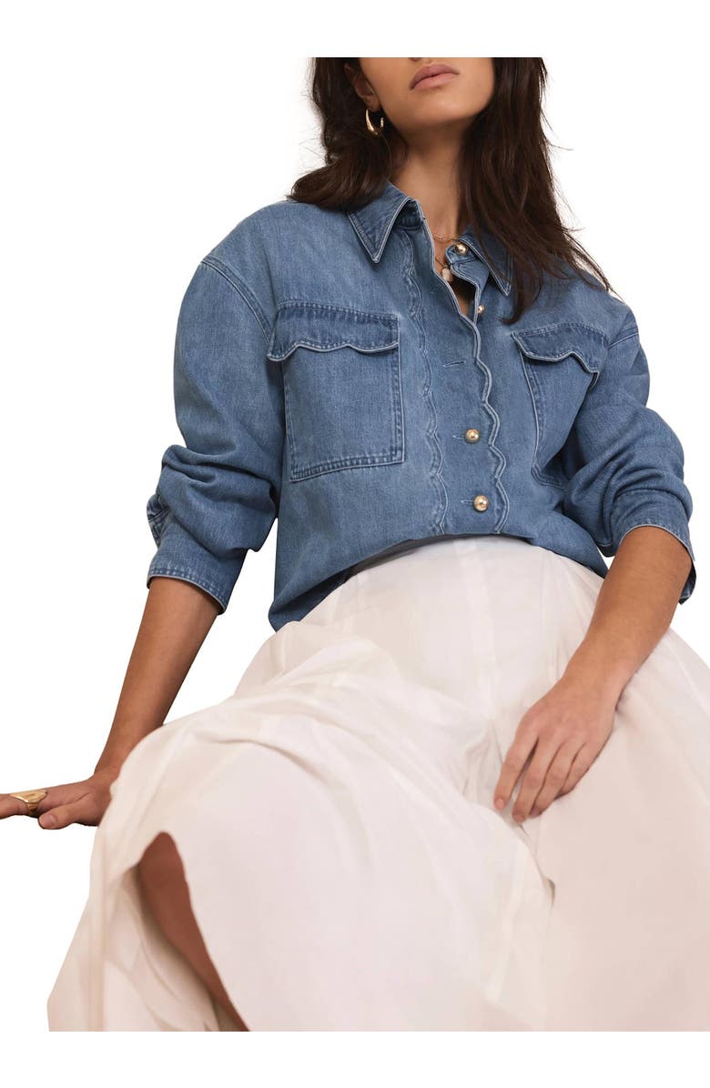 MINT VELVET Denim Scallop Shirt, Alternate, color, Blue