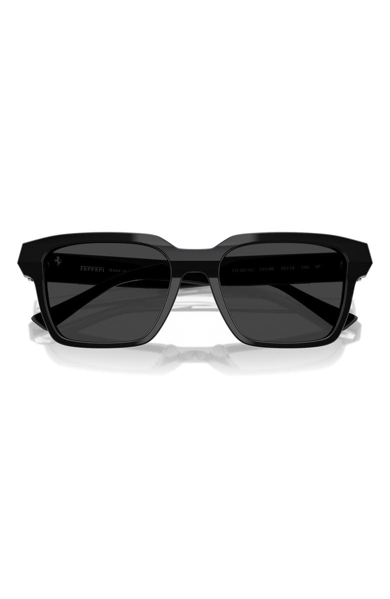 Scuderia Ferrari 55mm Polarized Square Sunglasses, Alternate, color, Black / Grey Polar