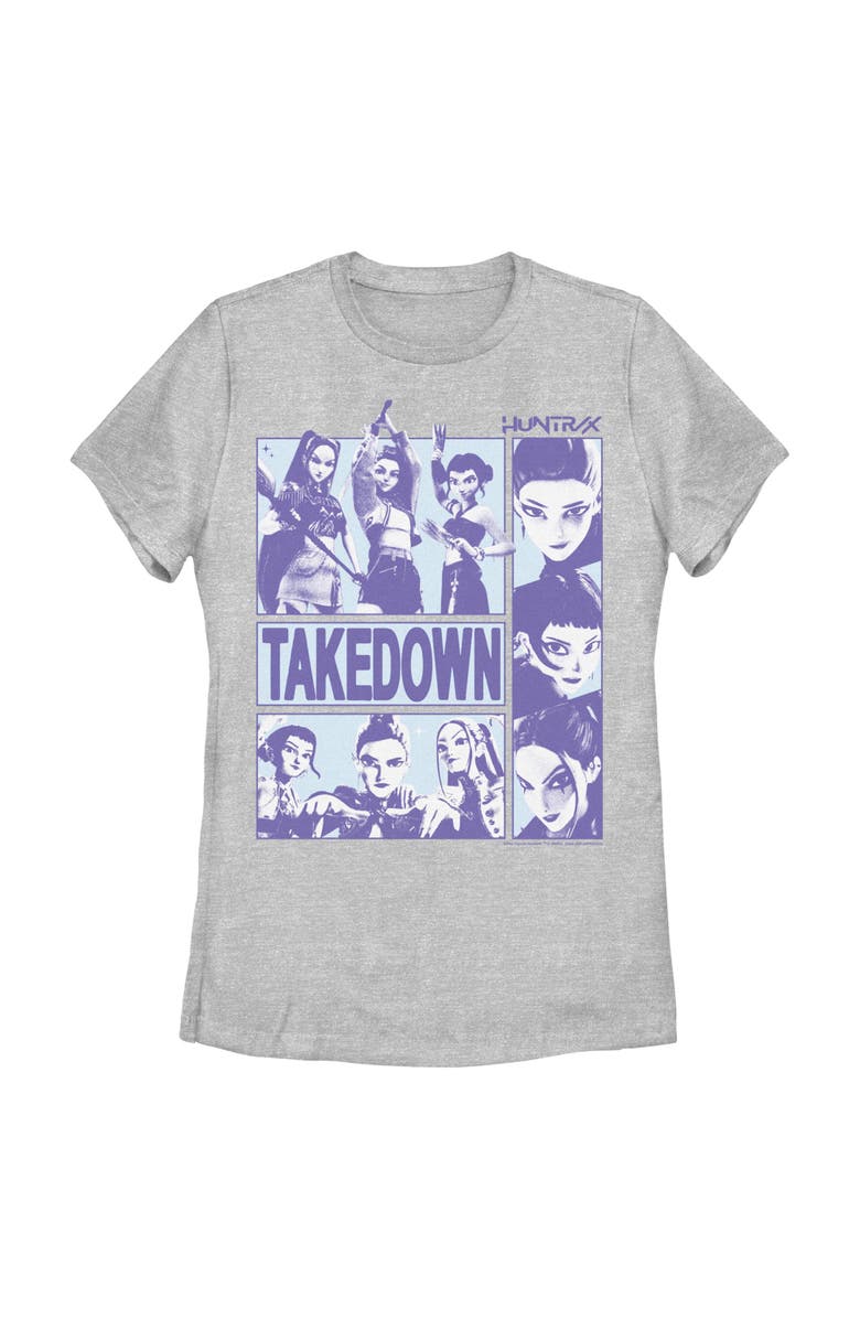 KPop Demon Hunters Women's KPop Demon Hunters Takedown Huntrix Logo  Graphic T-Shirt, Main, color, Athletic Heather