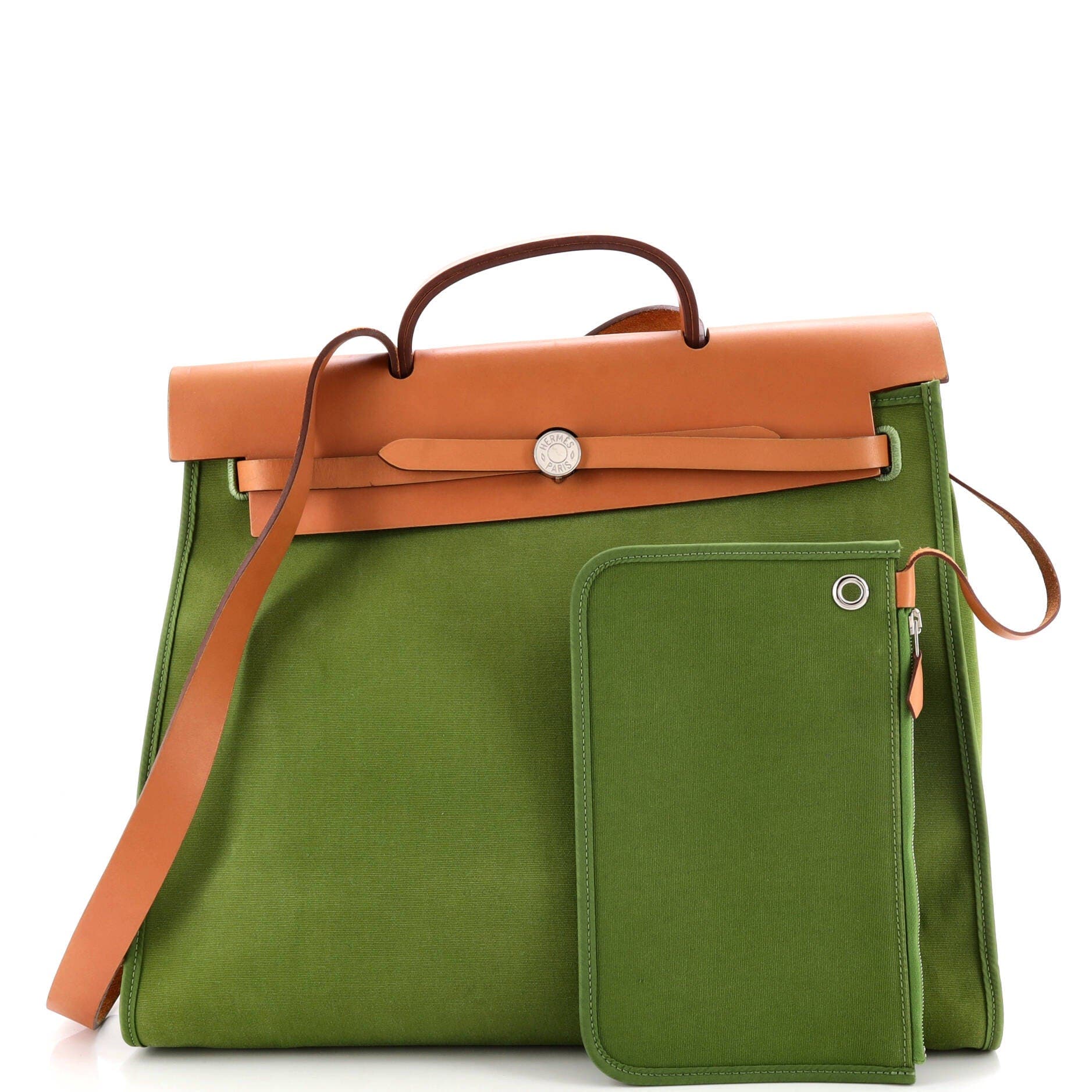 Herbag Zip Leather and Toile 39, Alternate, color, Green