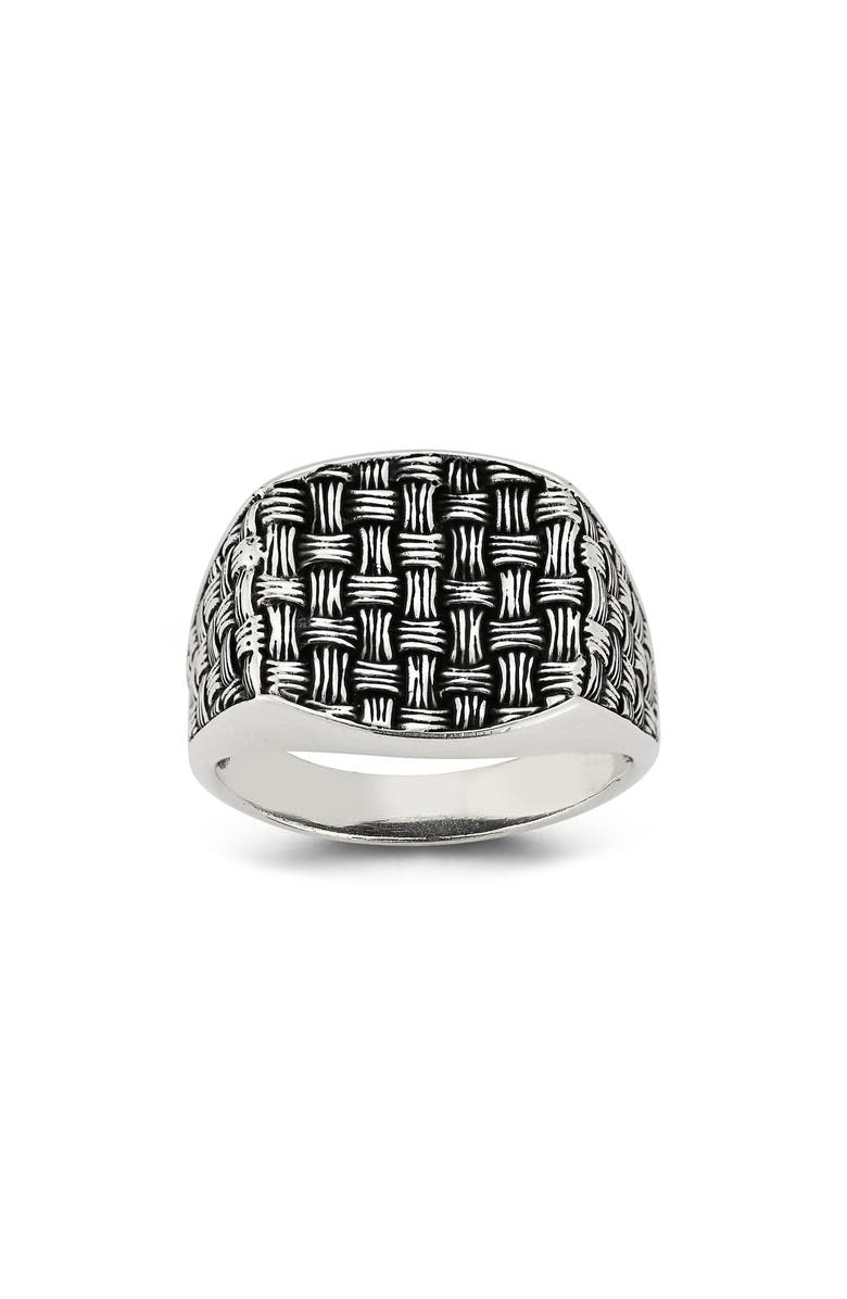 Yield of Men Men's Basketweave Signet Ring, Alternate, color, Silver