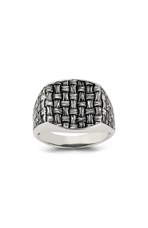 Yield Of Men Basketweave Signet Ring In Metallic