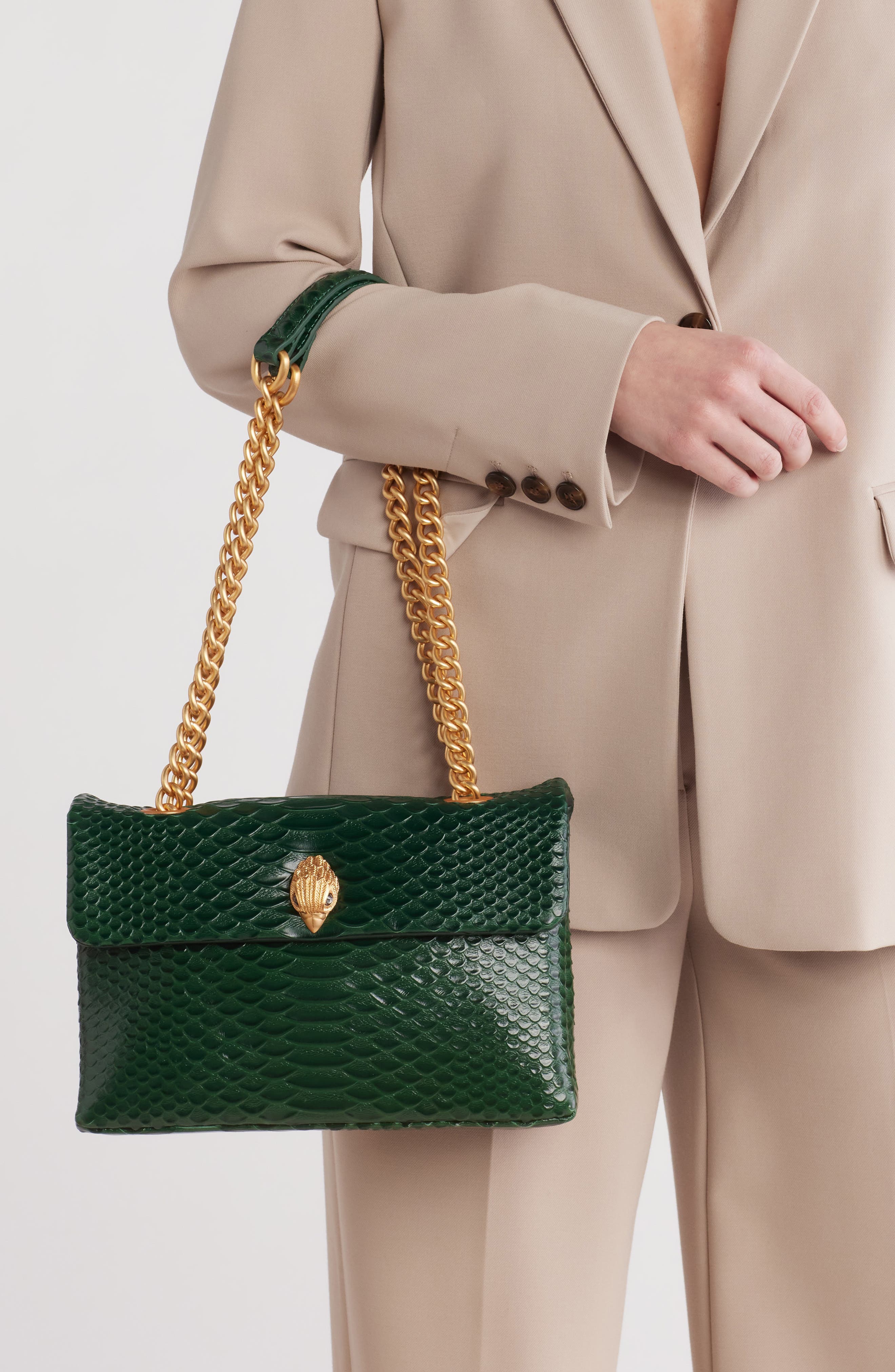 Kurt Geiger London Kensington Snake Print Shoulder Bag, Alternate, color, 