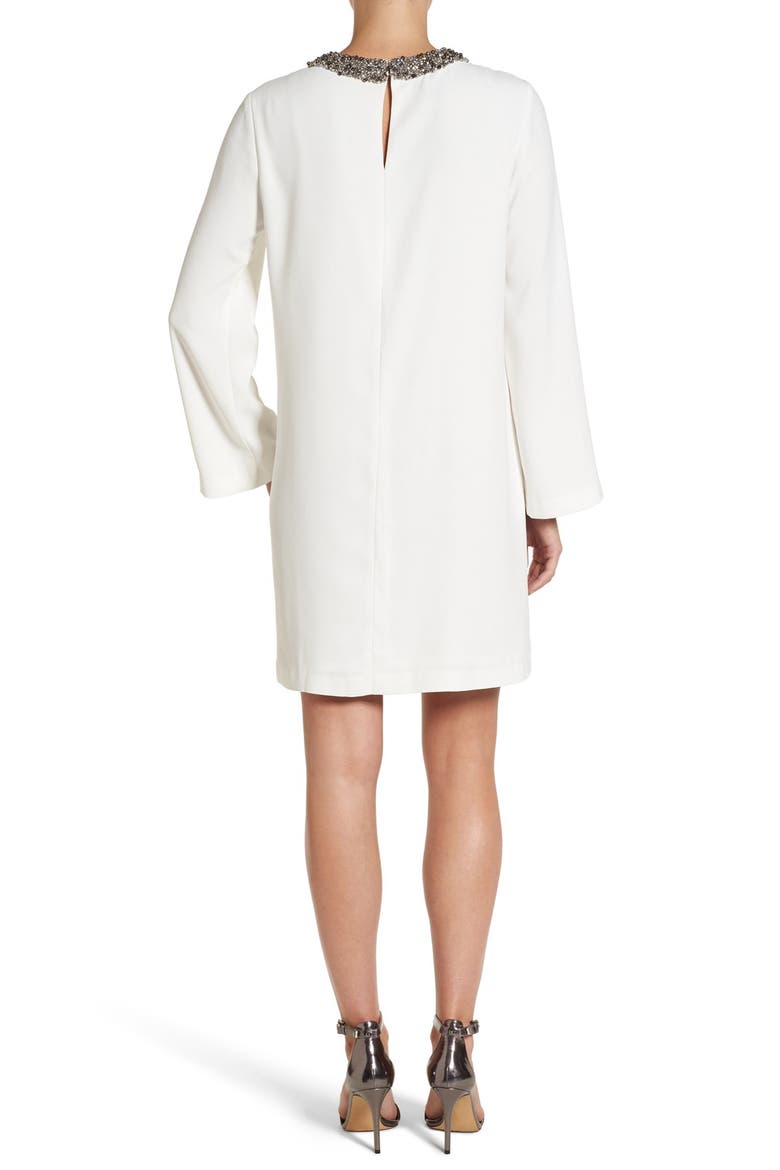 Embellished Neck Shift Dress, Alternate, color, IVORY CLOUD
