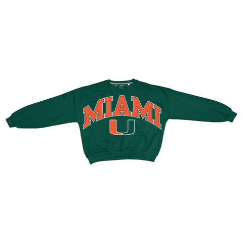 Women's Pressbox Green Miami Hurricanes Oversized Janice Waist-Length Sweatshirt