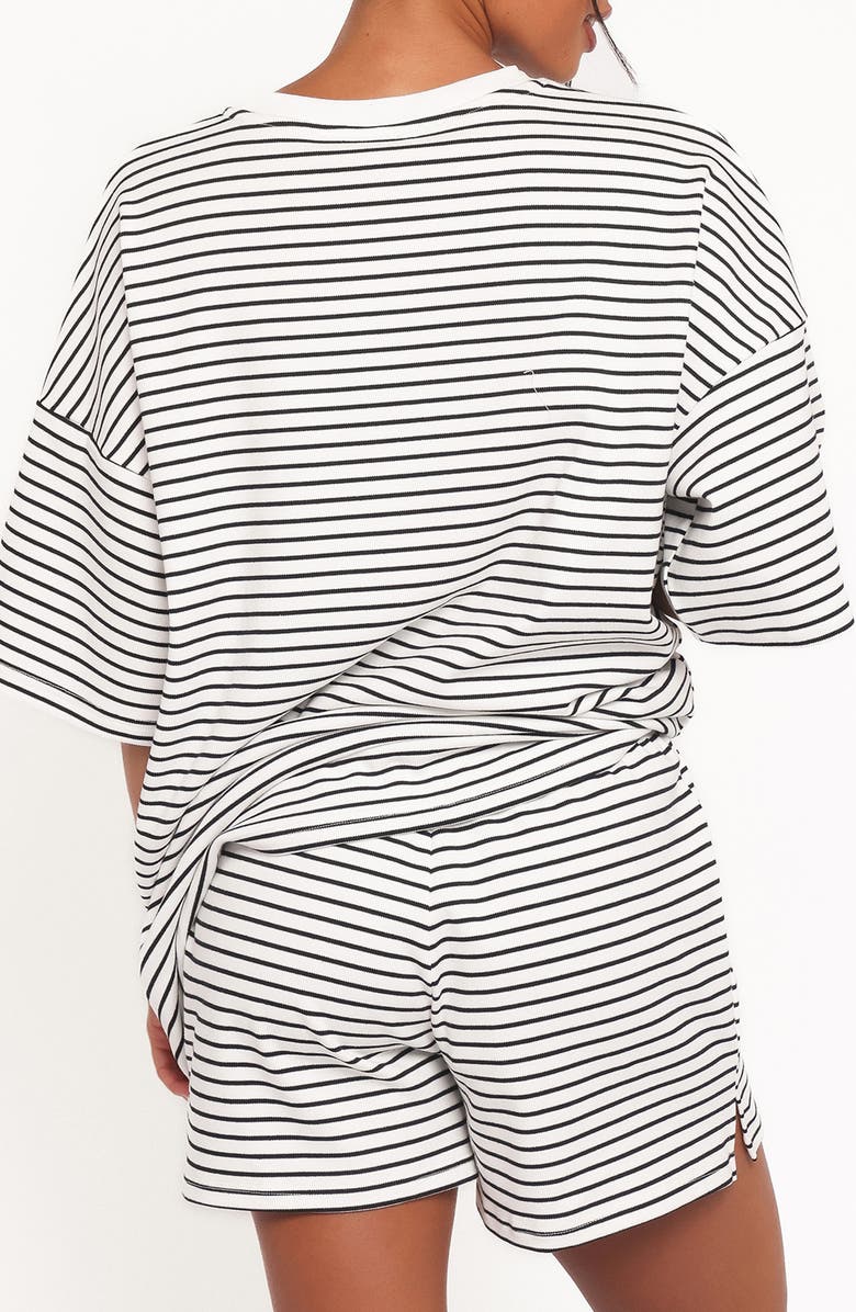 Petal & Pup Hellen Stripe Knit Cotton Top & Shorts Set, Alternate, color, White Black Stripe