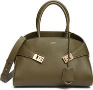 FERRAGAMO Small Hug Grained Leather Top Handle Bag