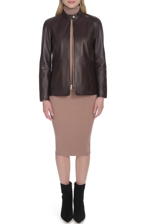 Cole Haan Leather Biker Jacket In Black