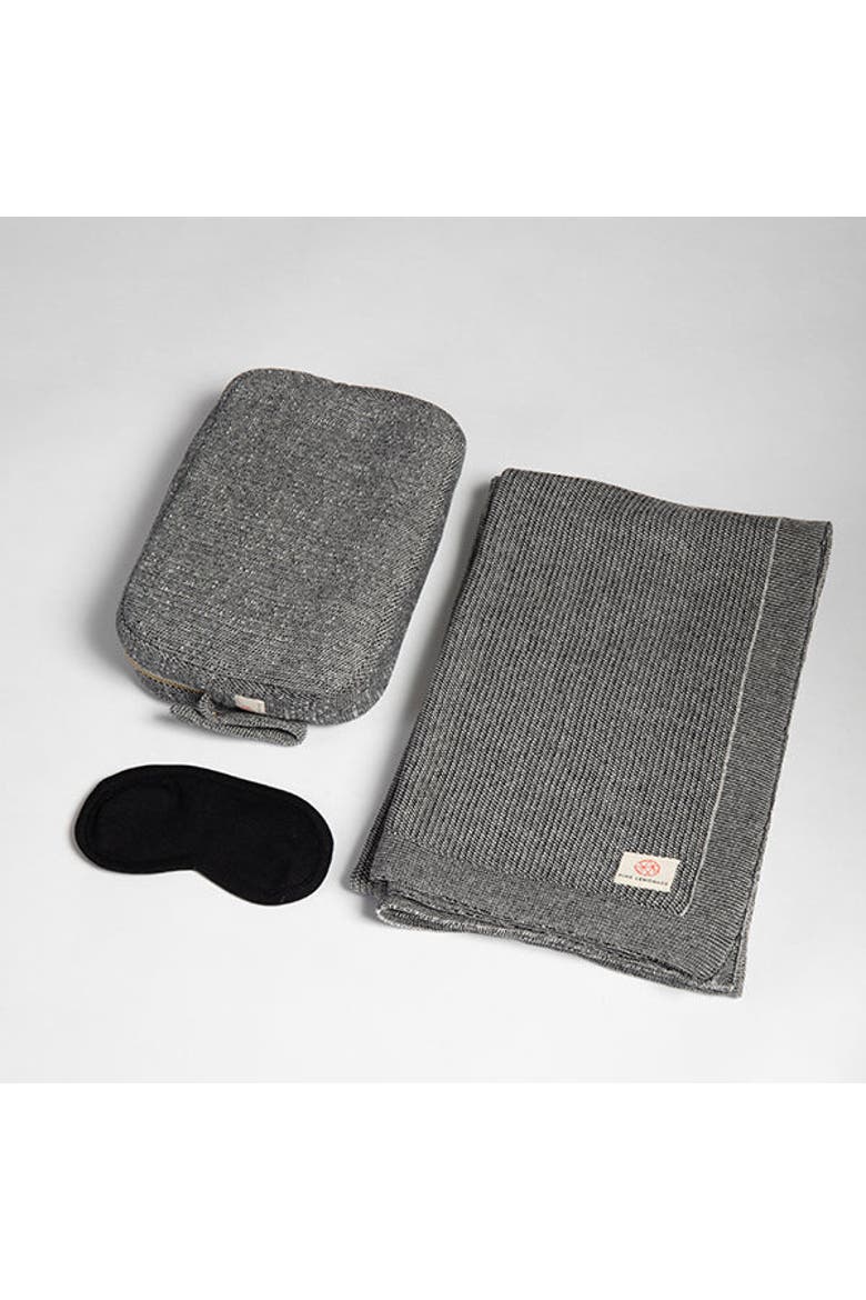 Shades Organic Cotton Travel Blanket and Eye Mask Set, Alternate, color, Black