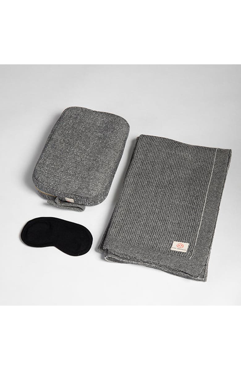 Pink Lemonade Shades Organic Cotton Travel Blanket and Eye Mask Set, Alternate, color, Black
