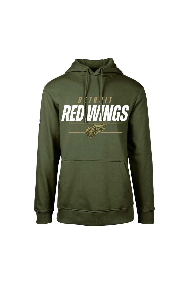 Youth Levelwear Olive Detroit Red Wings Podium Fleece Pullover Hoodie, Alternate, color, Olive