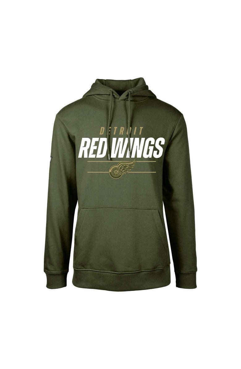 LEVELWEAR Youth Levelwear Olive Detroit Red Wings Podium Fleece Pullover Hoodie, Alternate, color, Olive