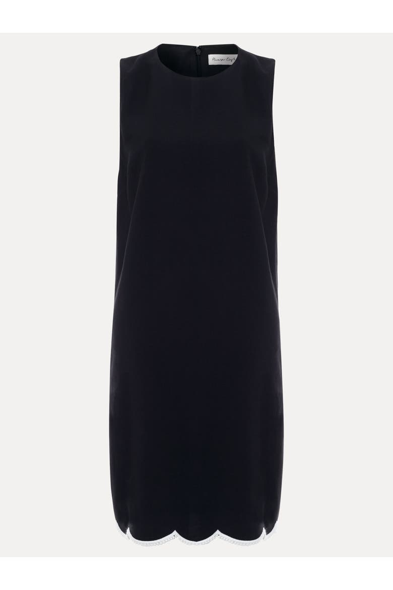 Marta Scalloped Hem Shift Dress, Alternate, color, Black