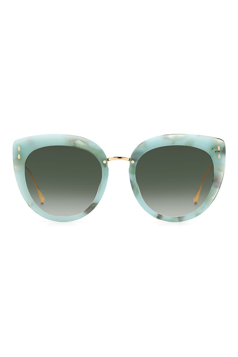 55mm Cat Eye Sunglasses, Main, color, GREEN GOLD SHADED