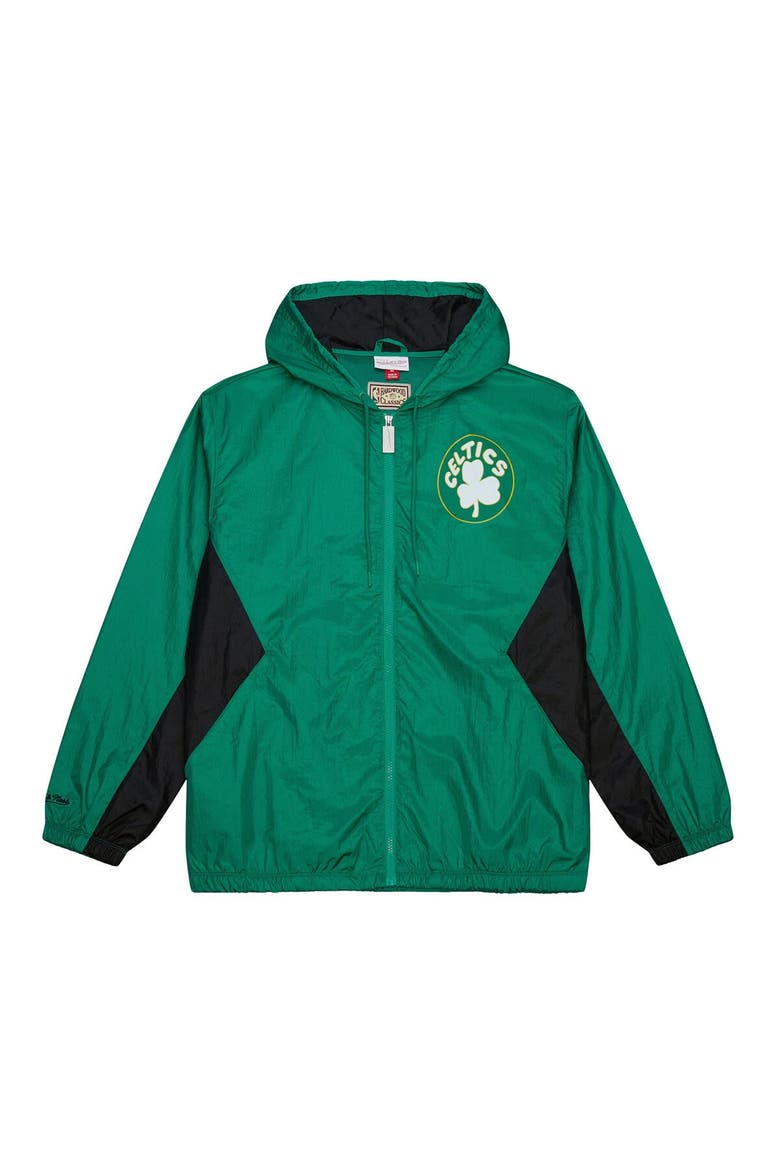 Men's Mitchell & Ness Kelly Green Boston Celtics Playmaker Full-Zip Hooded Windbreaker Jacket, Alternate, color, Kelly Green
