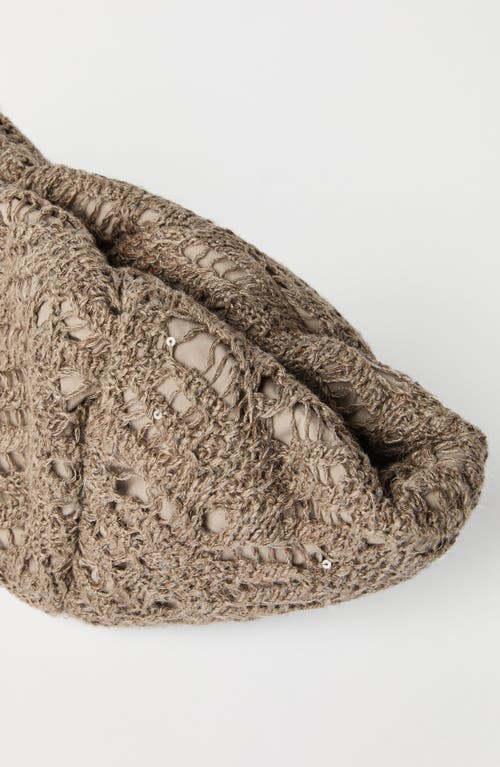Brunello Cucinelli Marina Foliage Lace Pouch Bag In Light Brown