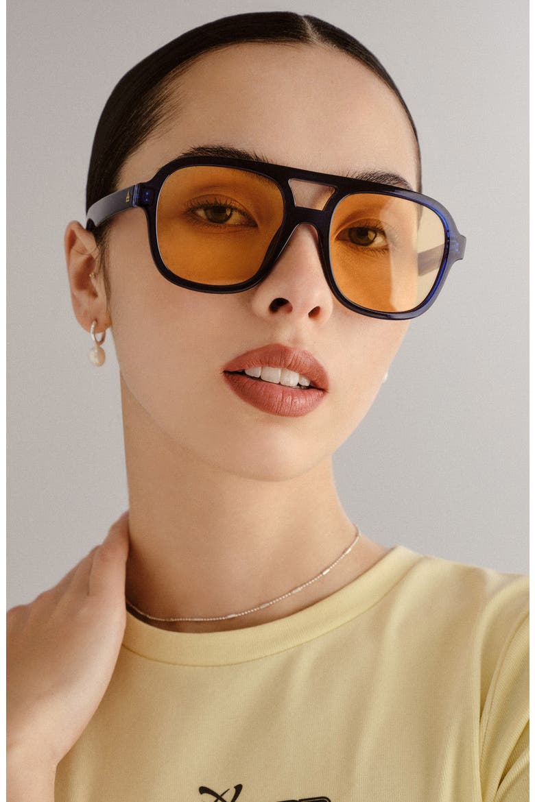 Whirlpool 53mm Aviator Sunglasses, Alternate, color, NAVY/GOLDEN TINT