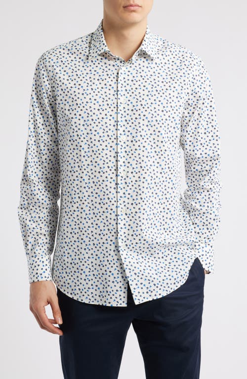 Paul Smith London Tailored Fit Floral Organic Cotton Dress Shirt in White  product