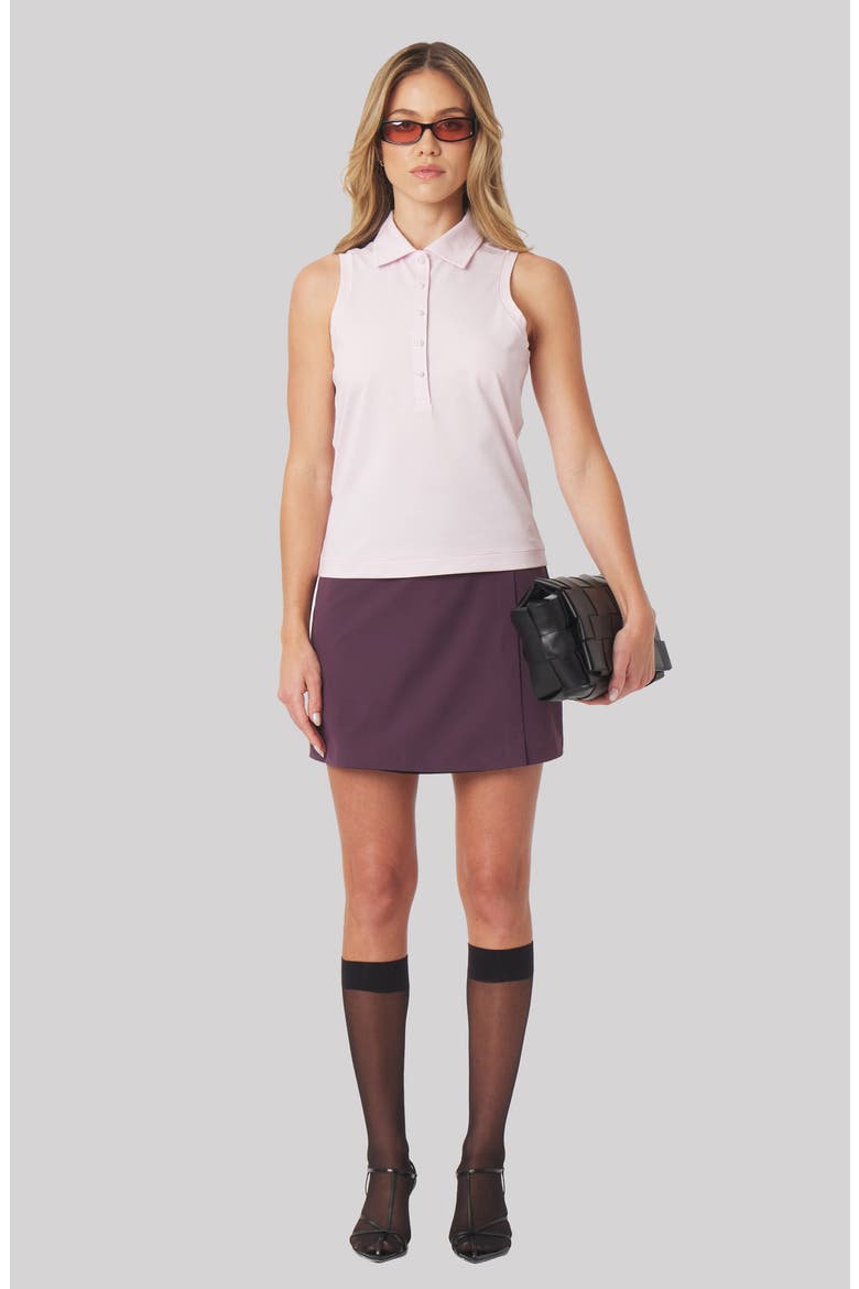 Val Sleeveless Polo with Imitation Pearl Buttons, Alternate, color, PETAL PINK