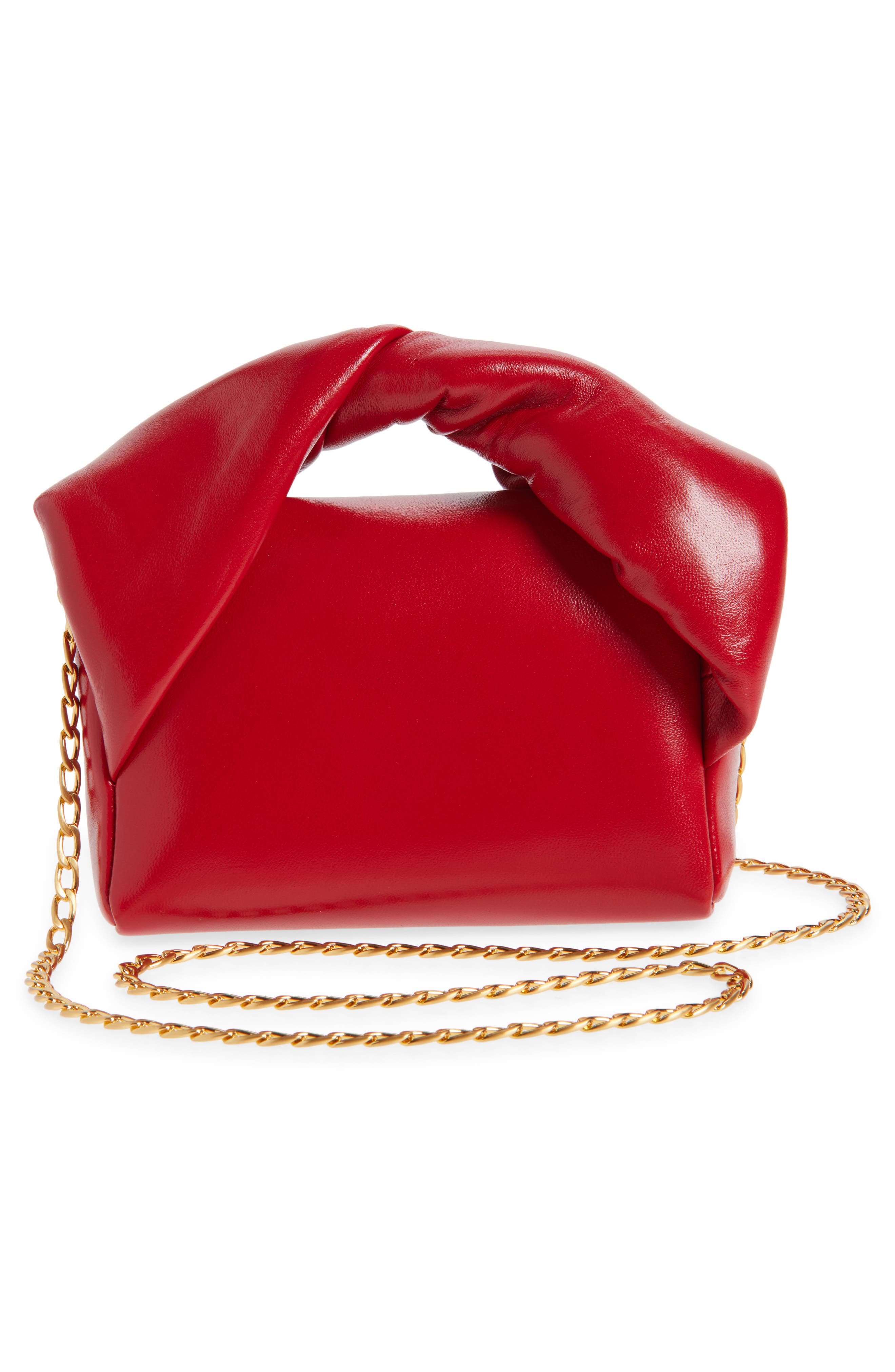 JW Anderson Small Twister Leather Crossbody Bag, Alternate, color, Crimson Red 445