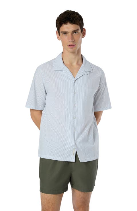 Poplin Seersucker Convertible Vacation Shirt