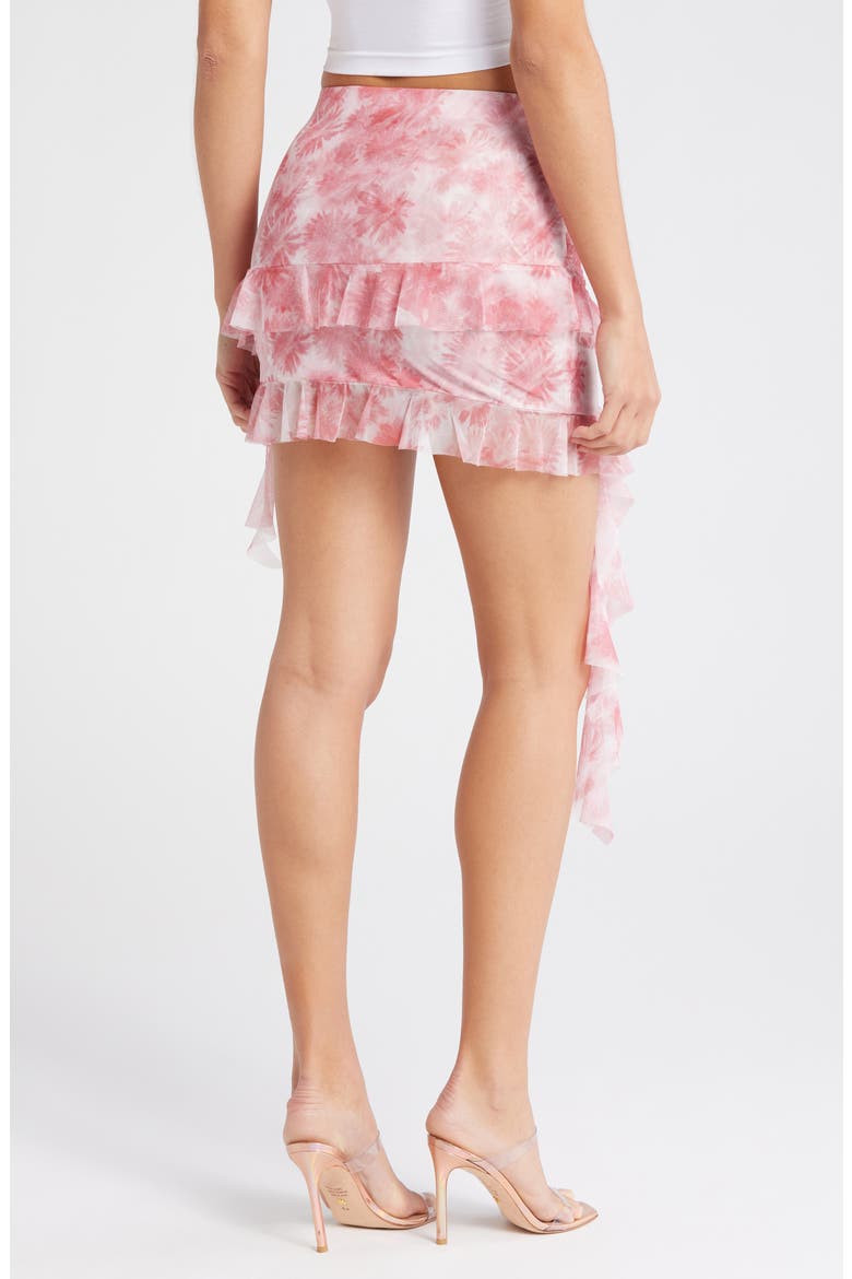 Floral Spiral Frill Mesh Miniskirt, Alternate, color, PINK FLORAL