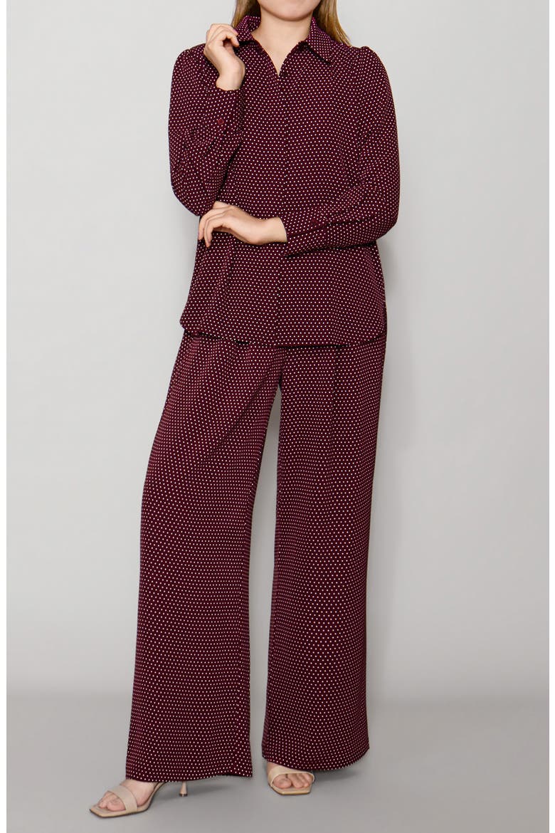 Luxe Crepe Top, Alternate, color, TAWNY PORT DOT