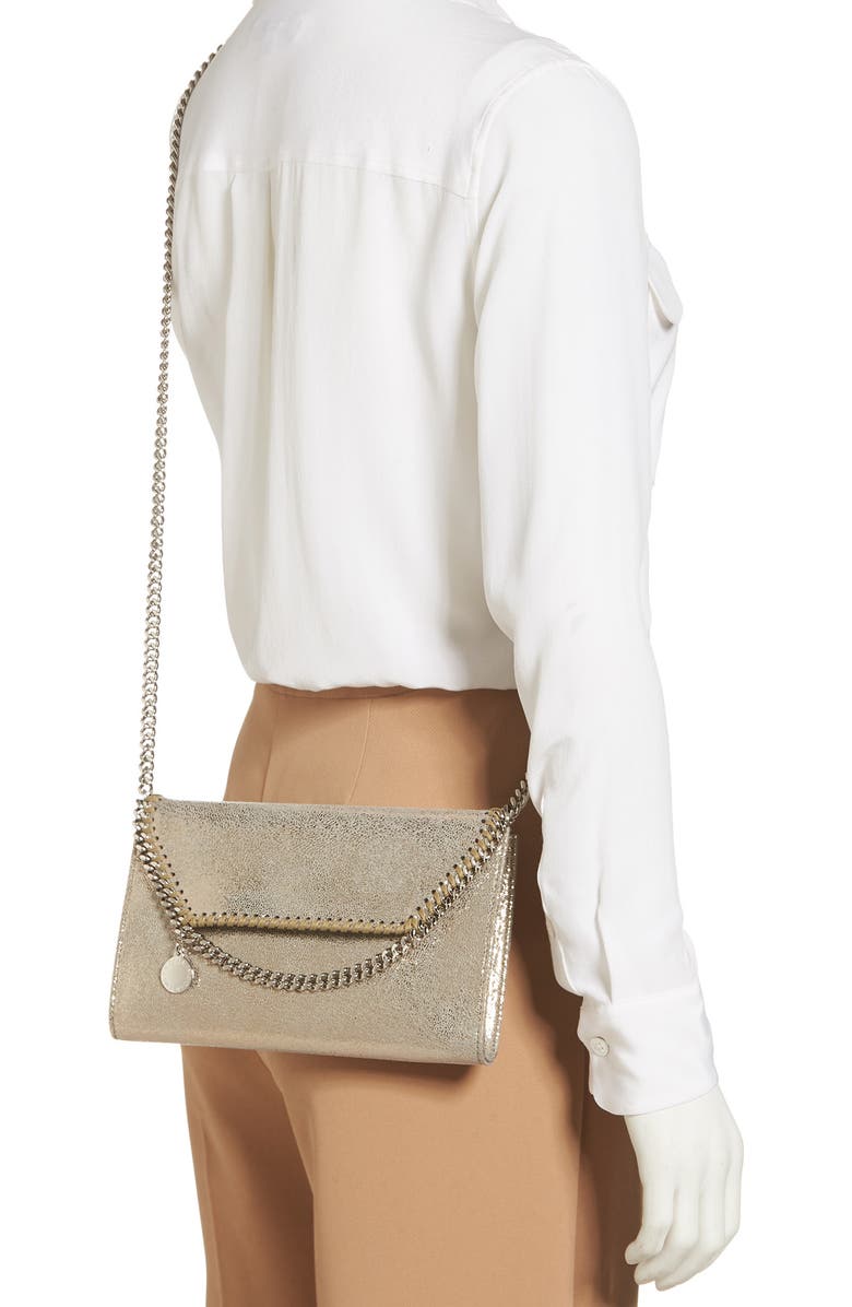 Stella McCartney Mini Falabella Metallic Faux Leather Crossbody Bag, Alternate, color,