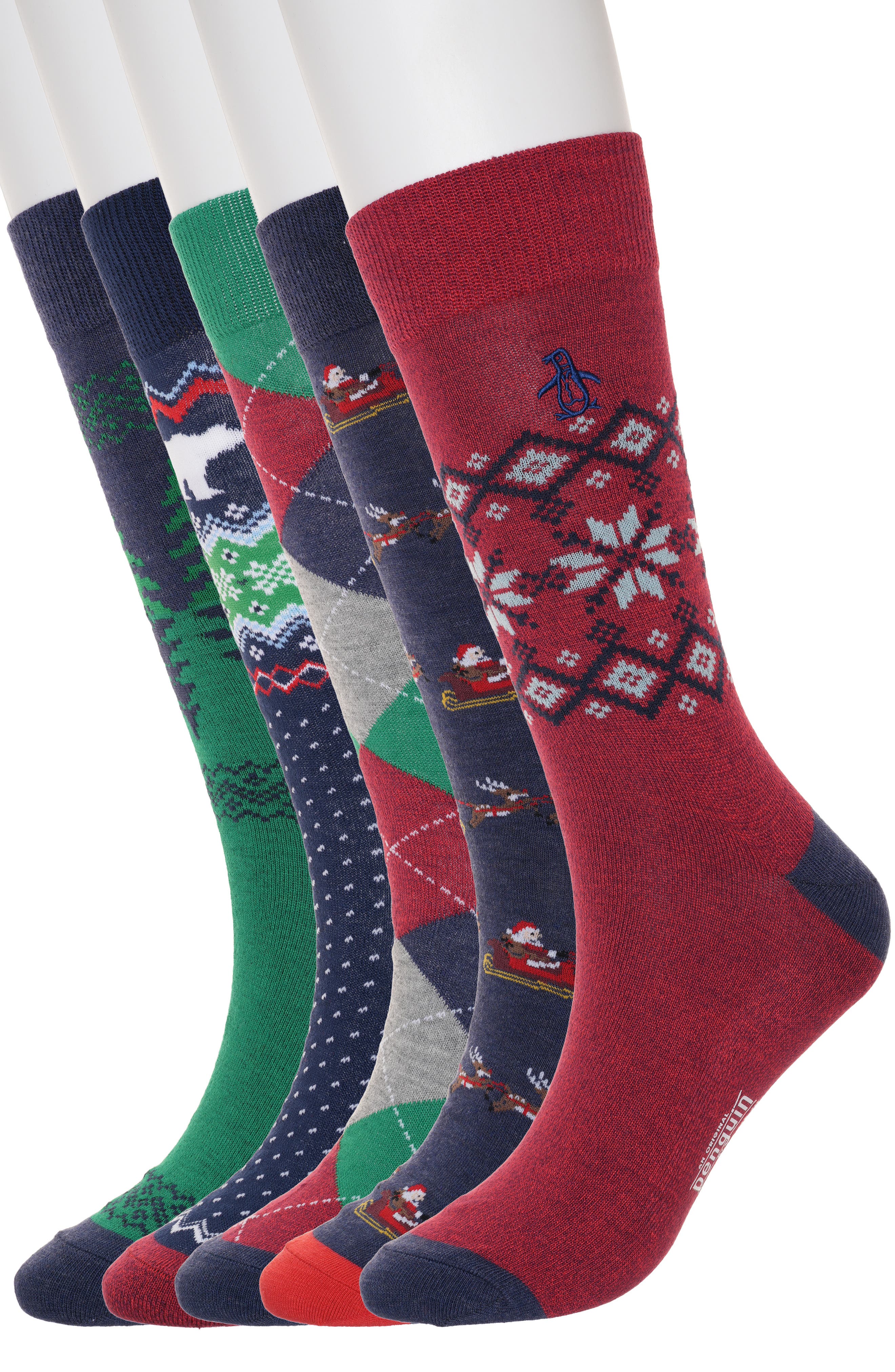 Original Penguin 5-Pack Holiday Fair Isle Crew Socks