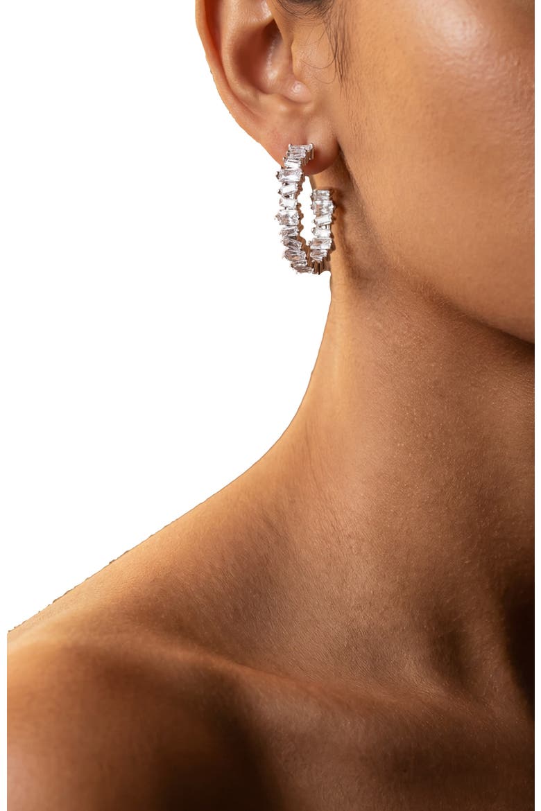 The Clarity Hoop Earrings, Alternate, color, Silver/White CZ