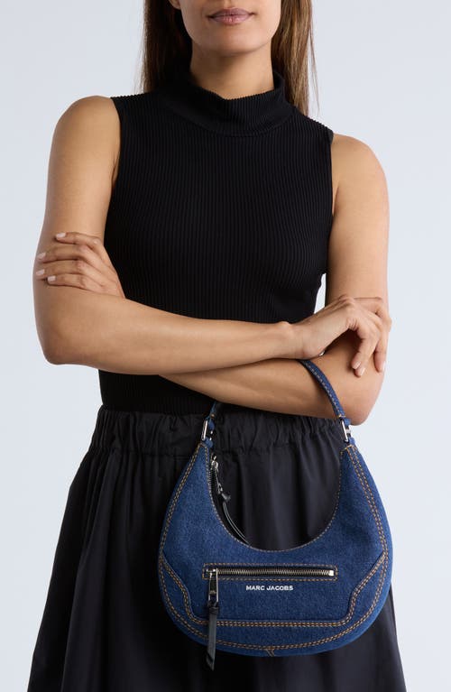MARC JACOBS MARC JACOBS DENIM CRUISER SMALL CRESCENT SHOULDER BAG 