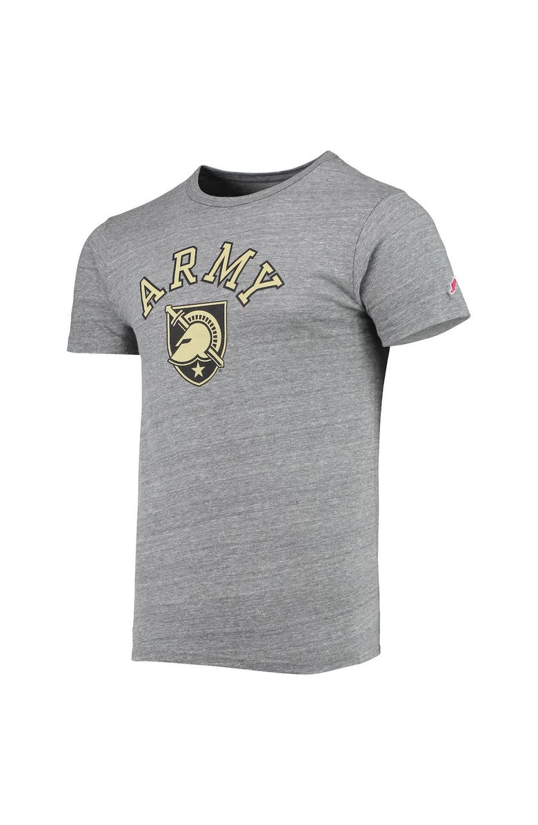 LEAGUE COLLEGIATE WEAR Men's League Collegiate Wear Heathered Gray Army Black Knights Tide Seal Nuevo Victory Falls Tri-Blend T-Shirt, Alternate, color,