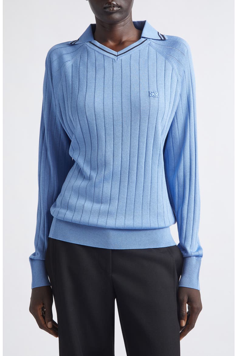 Roots Long Sleeve Rib Polo, Main, color, ATLANTIC BLUE