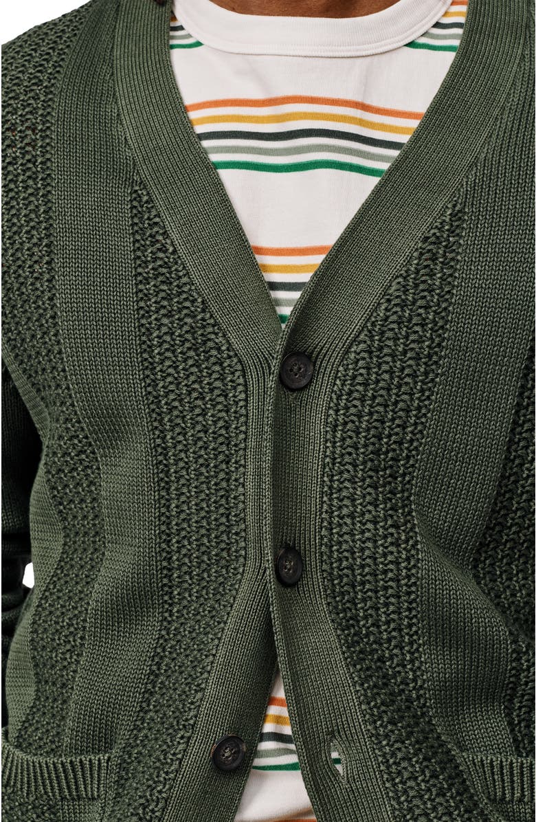 Aubin Lister Stitch Detail Cardigan, Alternate, color, Khaki