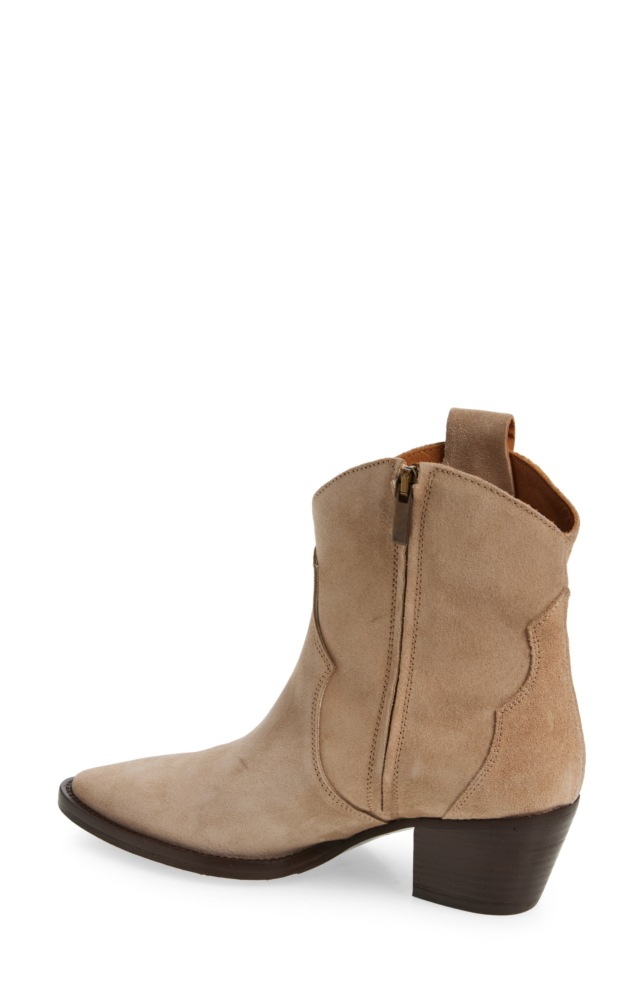 Cordani Penny Pointy Toe Block Heel Leather Bootie, Alternate, color, Camoscio Sabbia