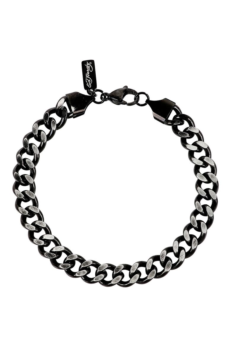 Men's Curb Chain Bracelet, Main, color, BLACK