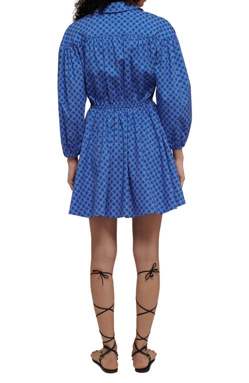 Derek Lam 10 Crosby Arbi Long Sleeve Fit & Flare Shirtdress In Cobalt Multi