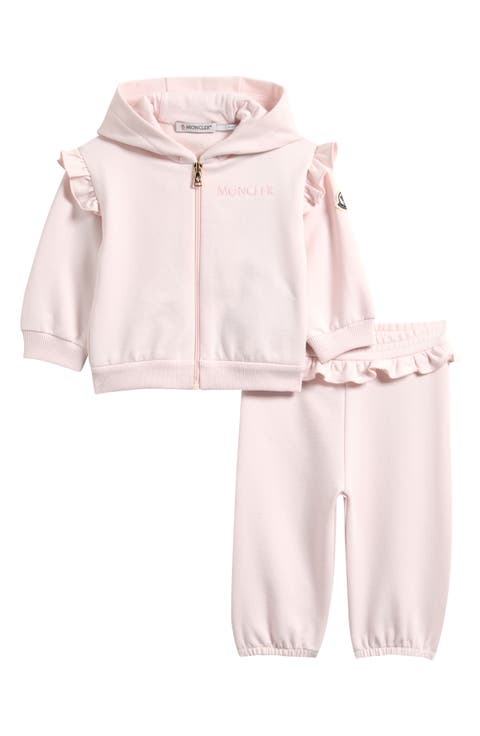 Kids' Ruffle Trim Zip-Up Hoodie & Sweatpants Set (Baby & Toddler)