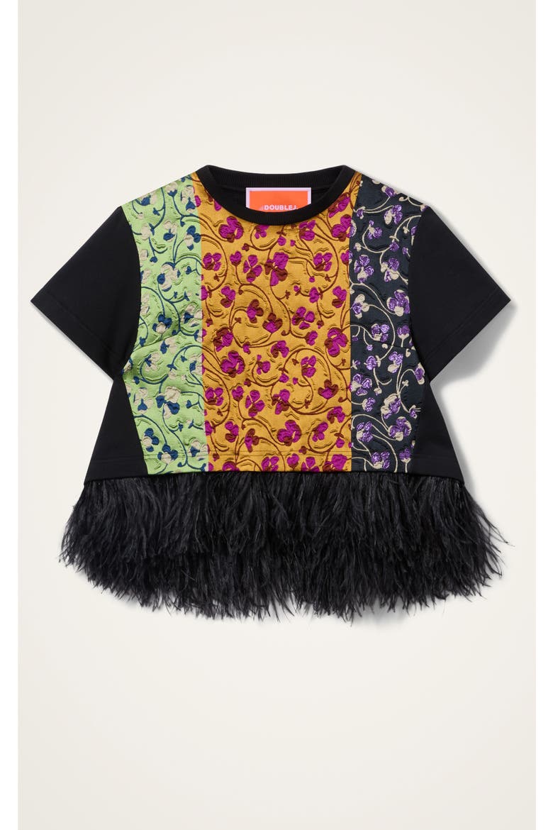 La Scala Tee With Feathers, Alternate, color, Honeysuckle Tricolor Jacquard