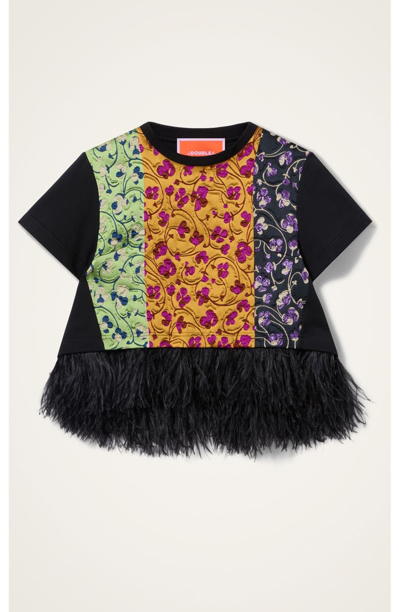 La DoubleJ La Scala Tee With Feathers, Alternate, color, Honeysuckle Tricolor Jacquard