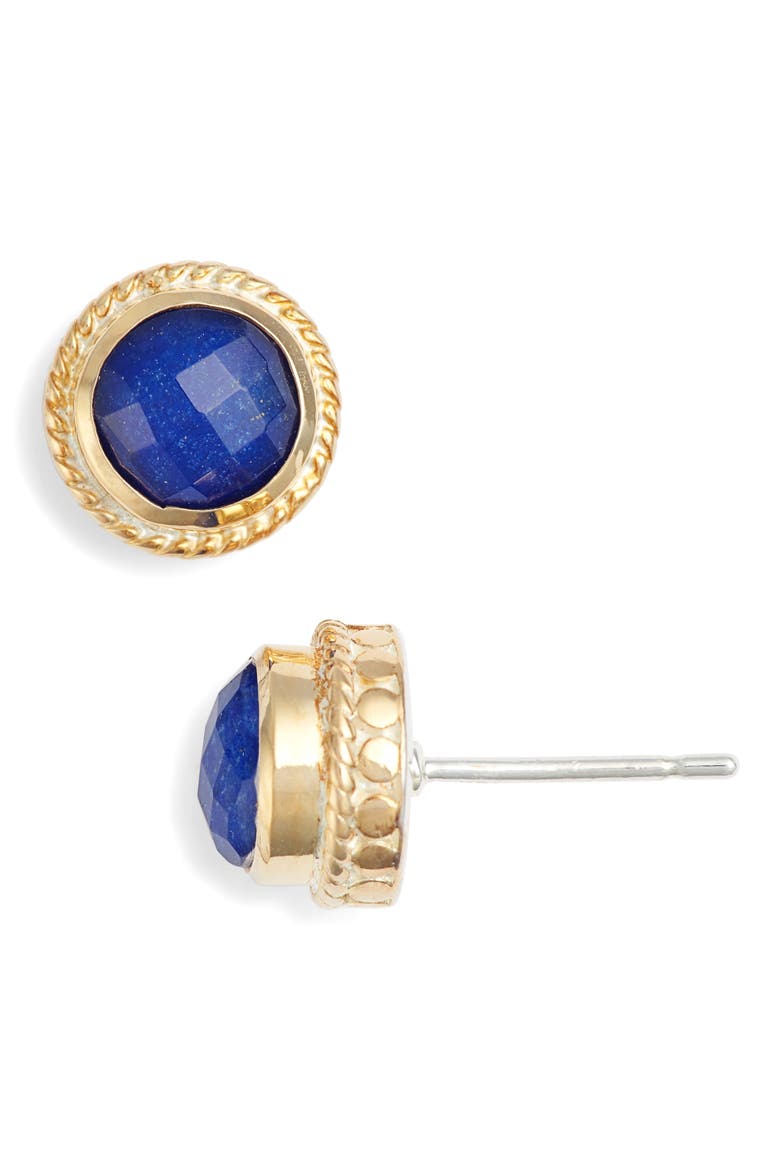 Stone Stud Earrings, Main, color, BLUE LAPIS