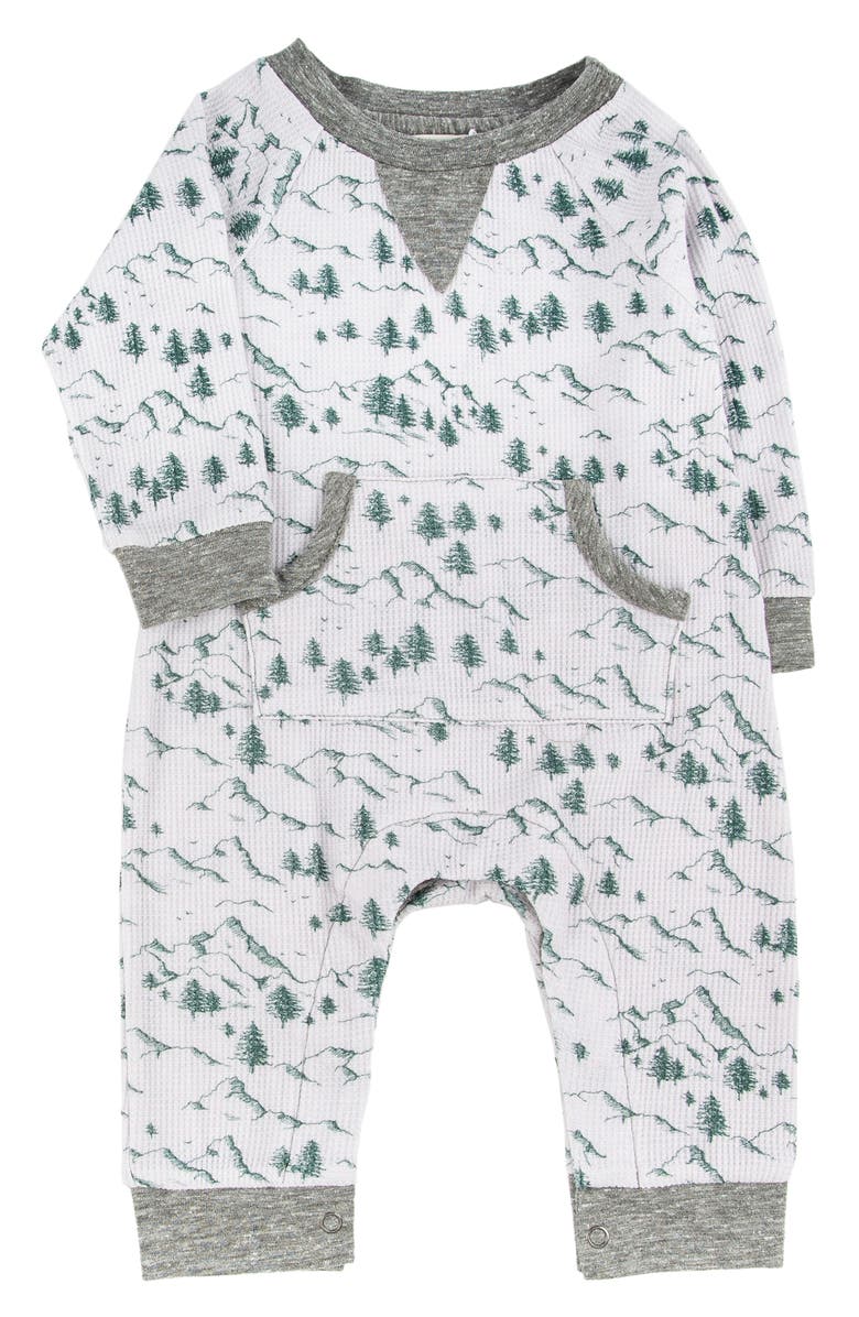 Miki Miette Henry Alpine Print Waffle Knit Romper, Main, color, 