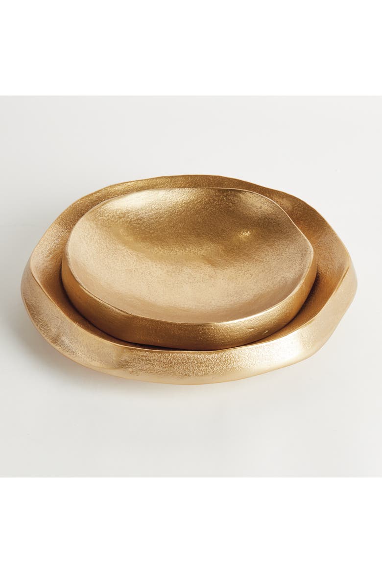 Nico Decorative Bowls, Set of 2 - Gold Cast Aluminum, Alternate, color, Gold